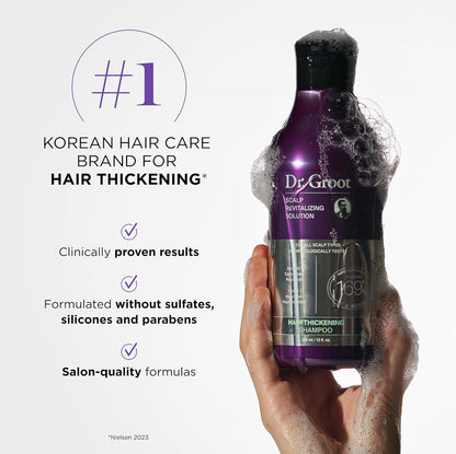 Juego de sérum, champú, acondicionador y tratamiento para el cuero cabelludo Dr. Groot Thickening para la caída del cabello